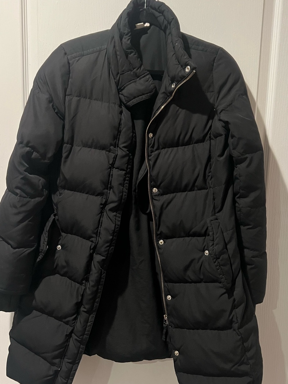 J. Crew Black Quilted Long Puffer Coat